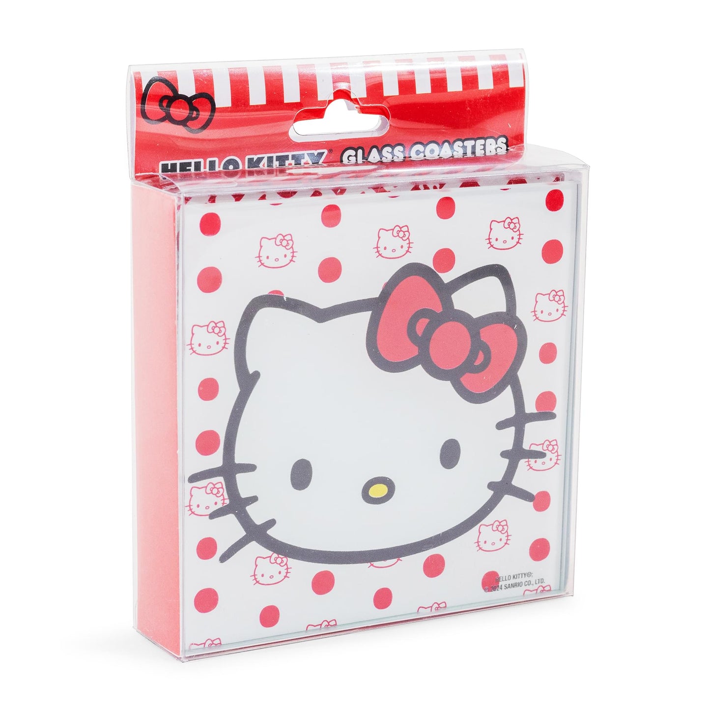 D Prize - Sanrio Hello Kitty Red Bow Glass Coasters | Set of 4