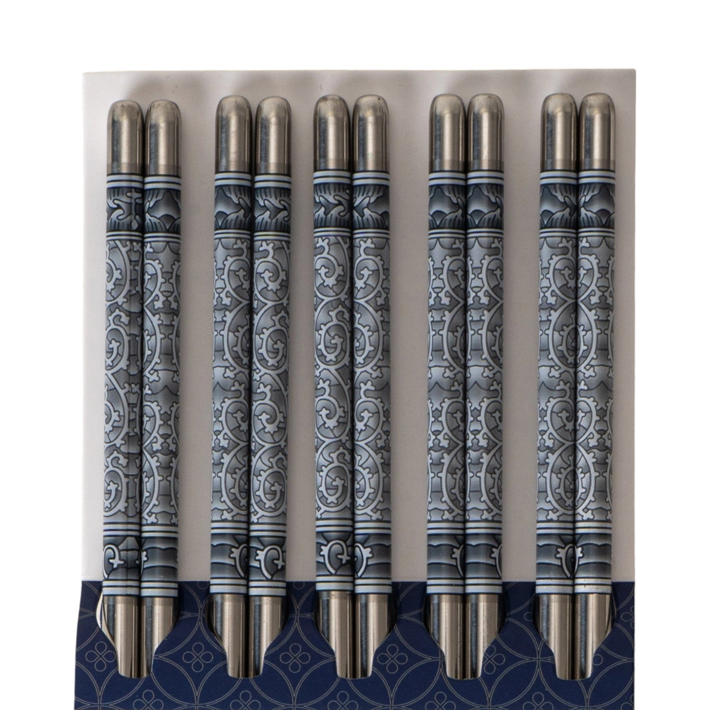 E Prize - 5 Piece Motif Pattern Design Chopsticks Set Stainless Steel