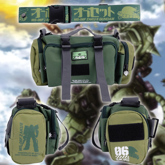 SHWA -Green Zaku Mini Duffle with Strap (Pre-Order) Patches Included