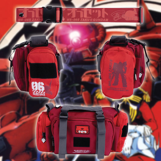 SHWA -Red Zaku Mini Duffle with Strap (Pre-Order) Patches Included