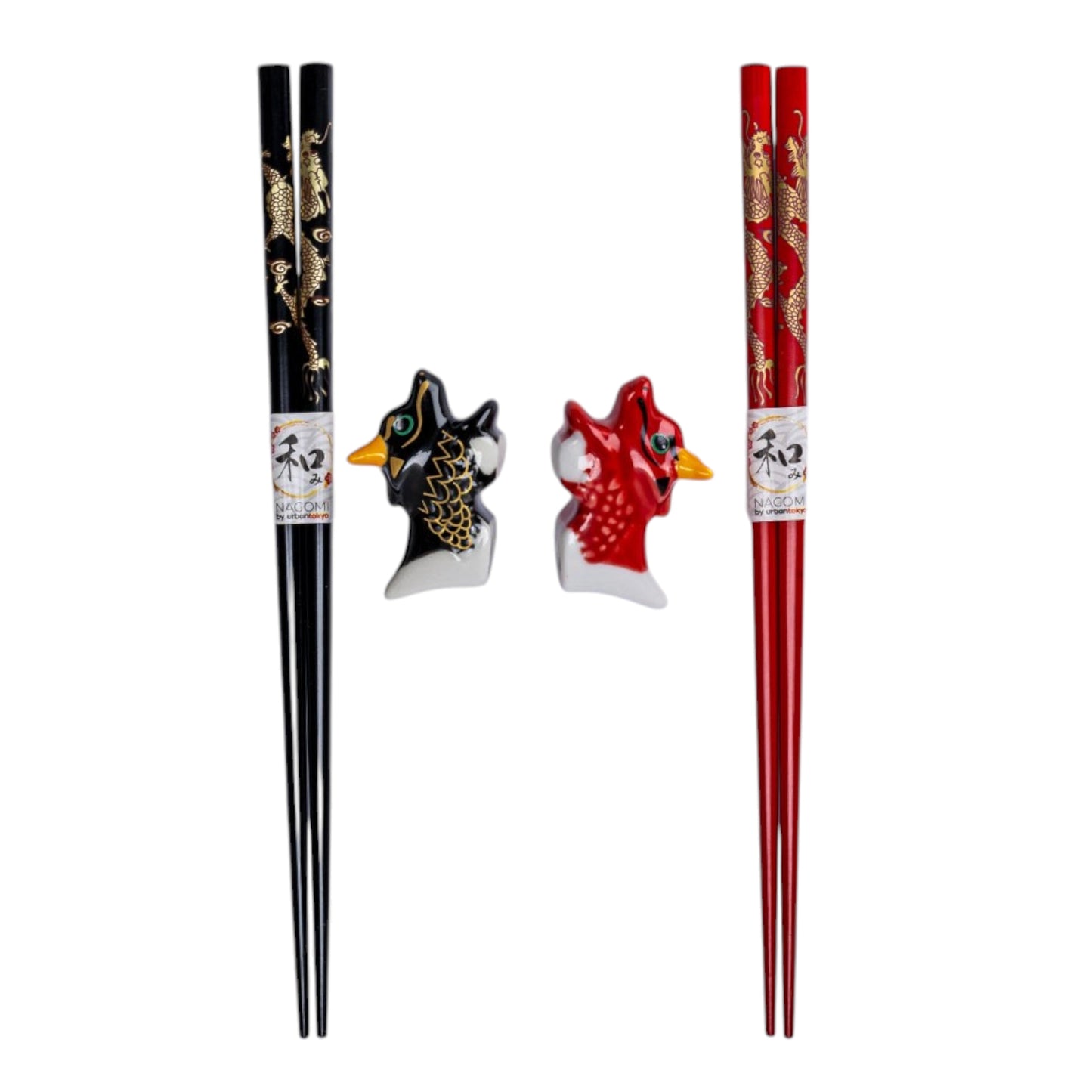 D Prize - Oriental Dragon 2 Pair Chopsticks and Chopsticks Rests Gift Set