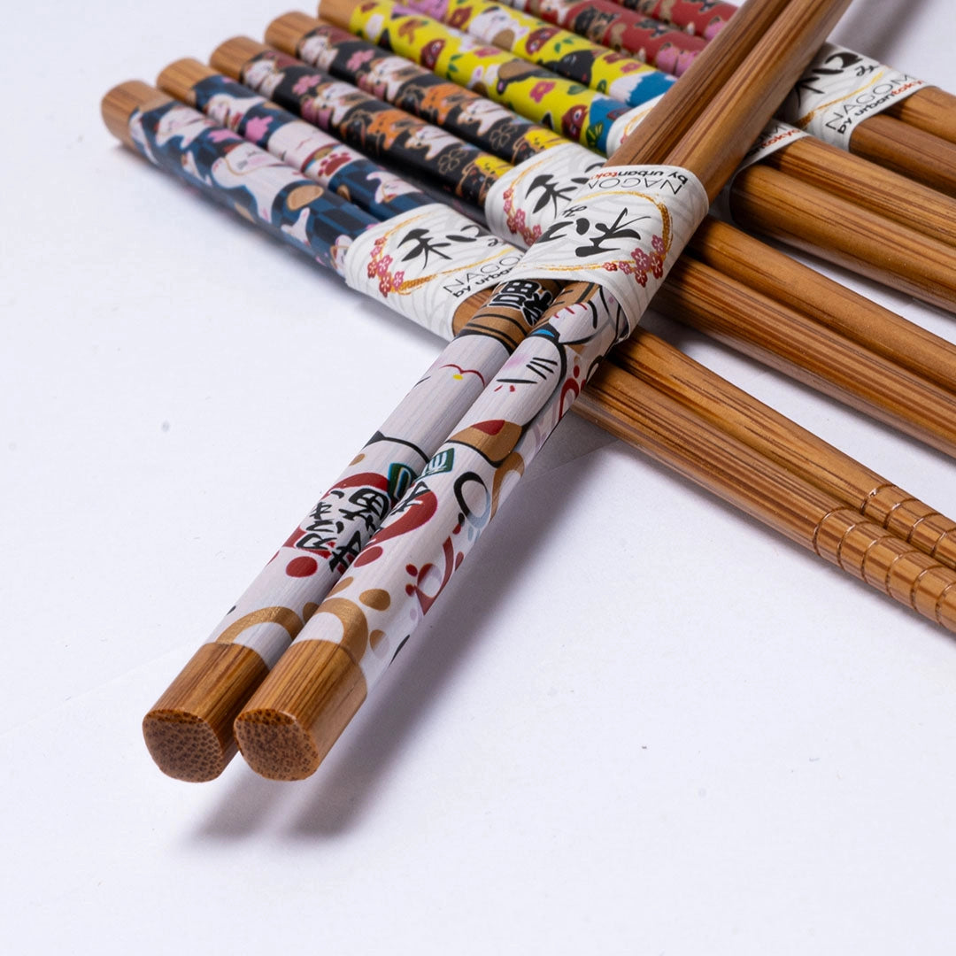 E Prize - 5 Piece Chopsticks Set Lucky Cats Assorted Colors
