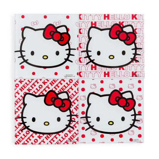 D Prize - Sanrio Hello Kitty Red Bow Glass Coasters | Set of 4