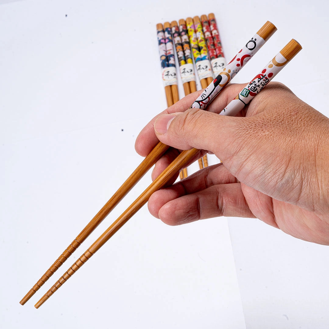 E Prize - 5 Piece Chopsticks Set Lucky Cats Assorted Colors