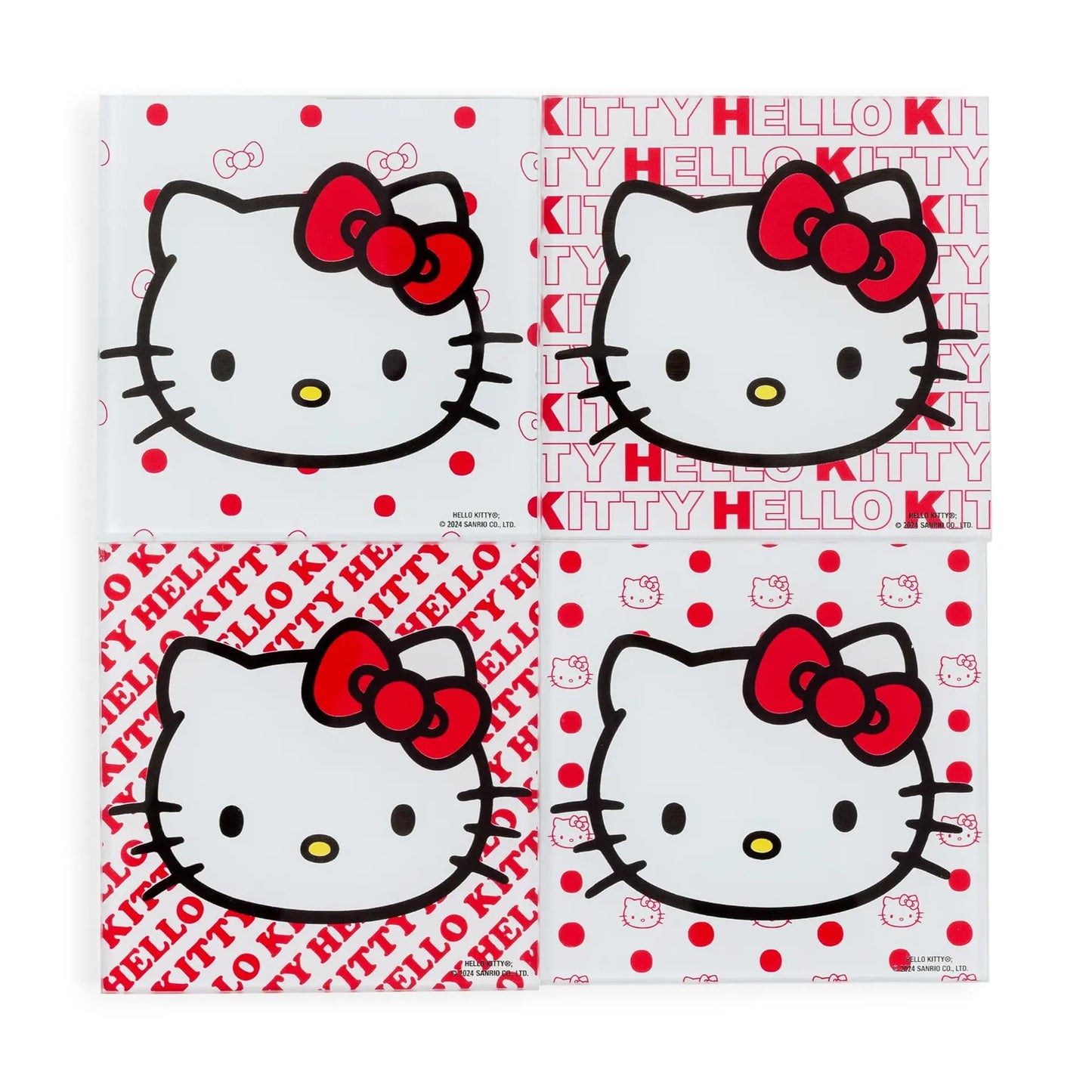 D Prize - Sanrio Hello Kitty Red Bow Glass Coasters | Set of 4