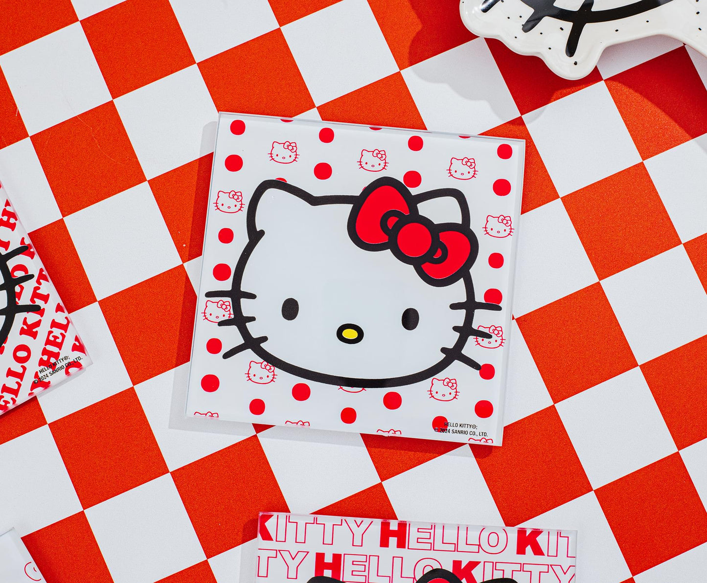 D Prize - Sanrio Hello Kitty Red Bow Glass Coasters | Set of 4